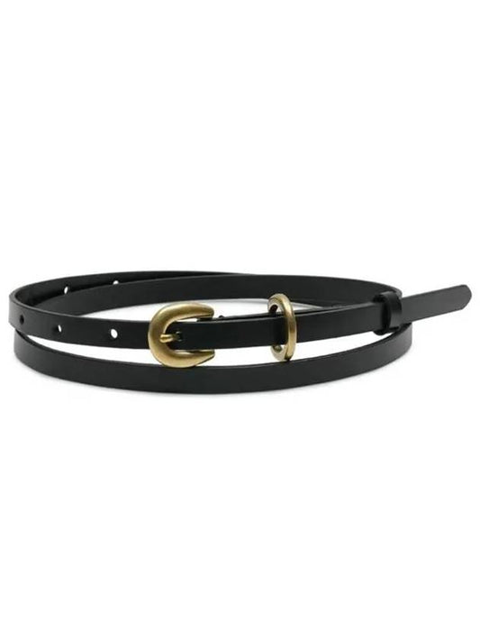 Unisex leather narrow belt black A00B02RP M BK - AURALEE - BALAAN 1