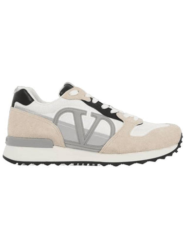 V Logo Face Low Top Sneakers Beige - VALENTINO - BALAAN 1