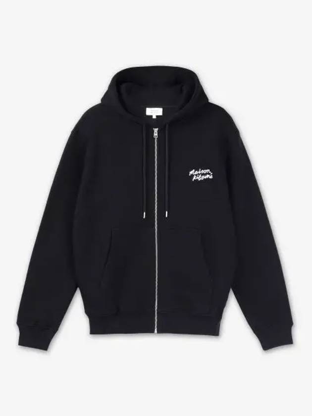 Handwriting Comfort Zip Up Hooodie Black - MAISON KITSUNE - BALAAN 2