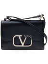 V Logo Type Small Leather Shoulder Bag Black - VALENTINO - BALAAN 2