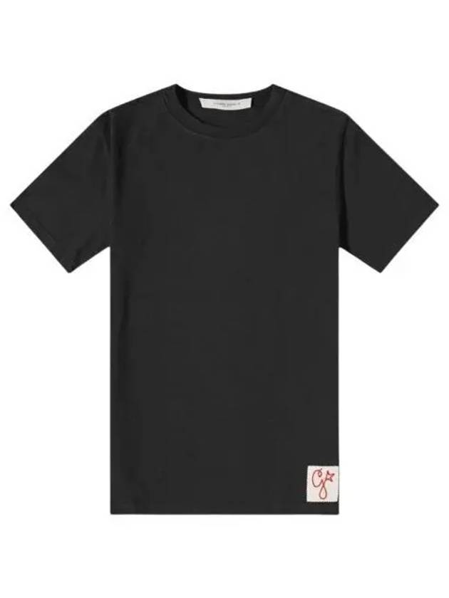 Embroidered Logo Crew Neck Short Sleeve T-Shirt Black - GOLDEN GOOSE - BALAAN 2