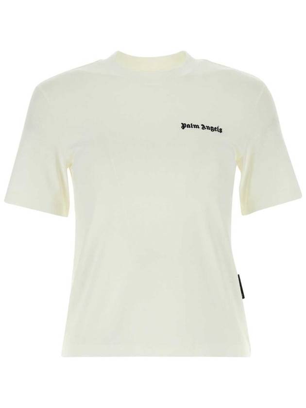 logo embroidered cotton T shirt PWAA044S24JER0010310 - PALM ANGELS - BALAAN 2