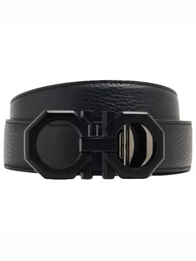 Reversible Gancini Leather Belt Black - SALVATORE FERRAGAMO - BALAAN 2