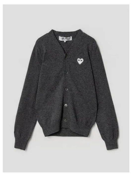 Men s White Heart Waffen Spring Fall Cardigan Charcoal Domestic Product - COMME DES GARCONS PLAY - BALAAN 1