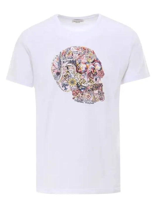 Skull Skull Printing Short Sleeve T-Shirt White - ALEXANDER MCQUEEN - BALAAN 1