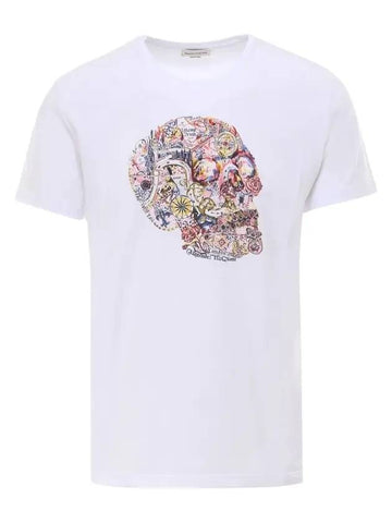 Skull Skull Printing Short Sleeve T-Shirt White - ALEXANDER MCQUEEN - BALAAN 1