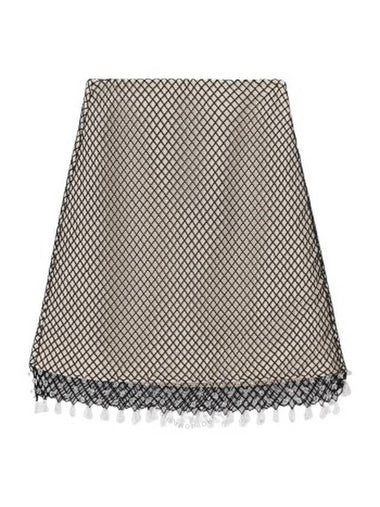 Burberry Ladies Natural White Gloria Crystal-Embellished Fishnet Mini Skirt, Brand Size 4 (US Size 2) - BURBERRY - BALAAN 1