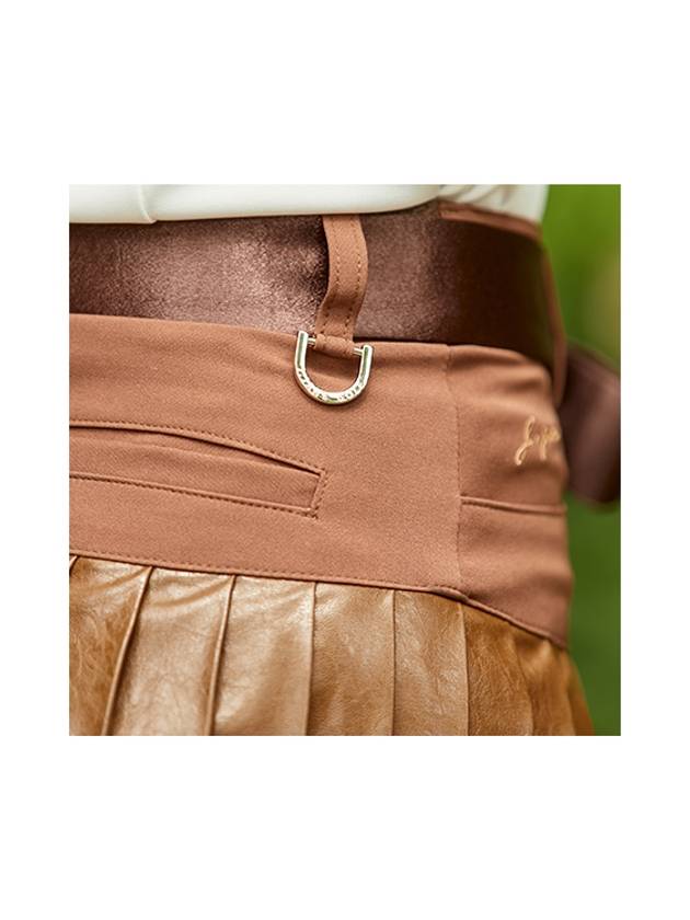 golf wear satin belt leather skirt Satin belt Leather skirt Brown - J JANE - BALAAN 5