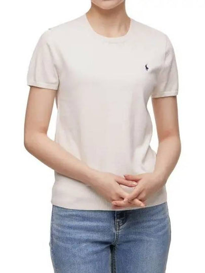 W Cotton Blend Short Sleeve Sweater Ivory - POLO RALPH LAUREN - BALAAN 2