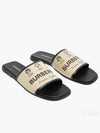 Label Print Gabardine Leather Slippers Beige - BURBERRY - BALAAN 2