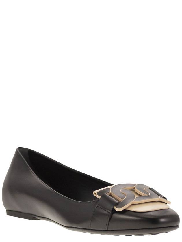 Kate Leather Ballerina Flat Black - TOD'S - BALAAN 3