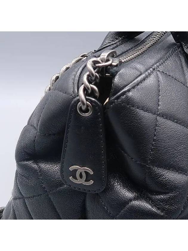 Black leather 31 RUE CAMBON vintage silver chain top handle shoulder bag - CHANEL - BALAAN 4