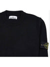 Logo Patch Lambswool Crewneck Knit Top Black - STONE ISLAND - BALAAN 5