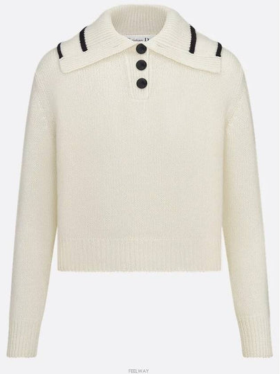 DiorAlps Sweater White Wool Cashmere Knit Navy Blue - DIOR - BALAAN 2