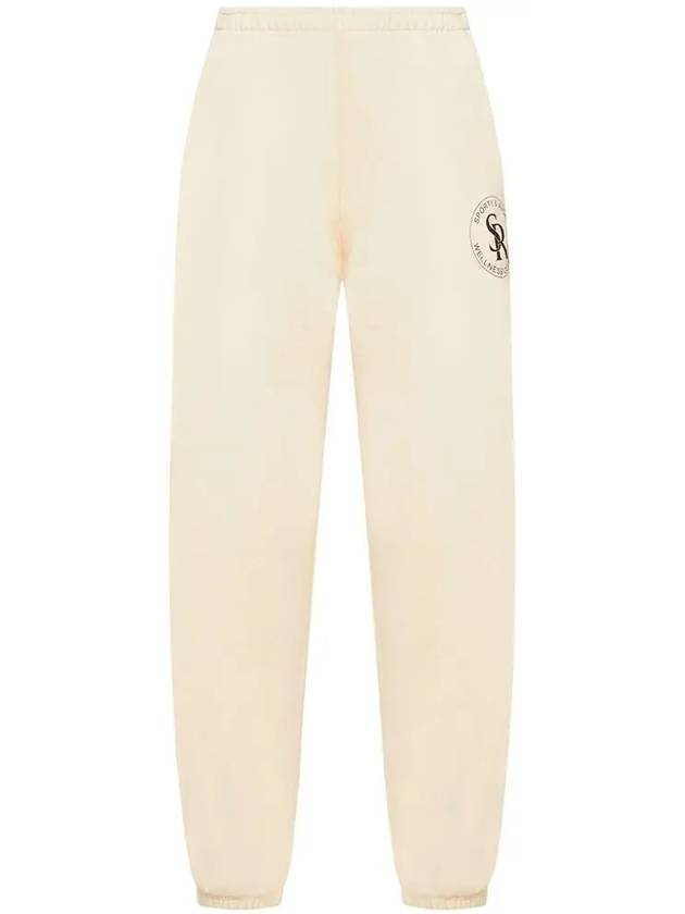 Logo Print Brushed Training Cotton Track Pants Ivory - SPORTY & RICH - BALAAN 3