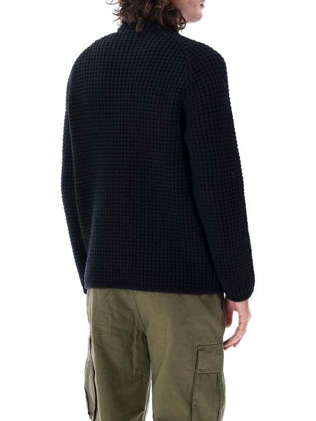 Knotted Ribbed Stitch Pure Wool Crewneck Knit Top Black - STONE ISLAND - BALAAN 4