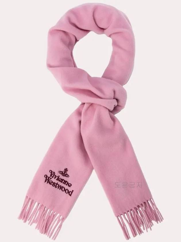 Logo Wool Fringe Muffler Pink - VIVIENNE WESTWOOD - BALAAN 4