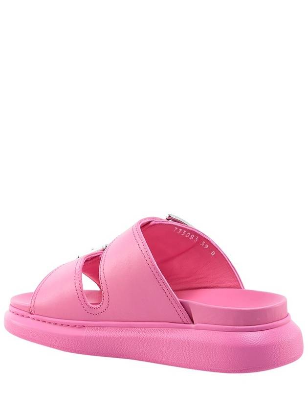 Women's Strap Silver Buckle Leather Slippers Pink - ALEXANDER MCQUEEN - BALAAN 4