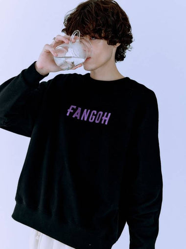 Embroidered F Logo Crew Neck Sweatshirt Black - FANGOH - BALAAN 1