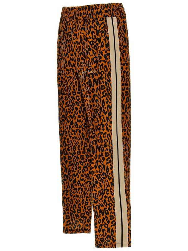 Straight Leg Leopard Stripe Linen Cotton Blend Jersey Track Pants PMCJ021S24FAB0022010 B0081006295 - PALM ANGELS - BALAAN 4