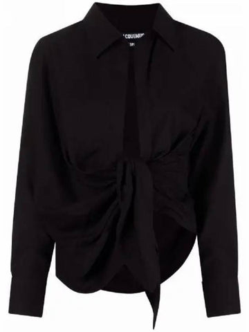 Jacquemus BAHIA draped tie satin shirt 271705 - JACQUEMUS - BALAAN 1