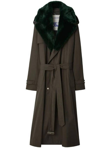 Long Kennington Shearling Trench Coat Otter - BURBERRY - BALAAN 1