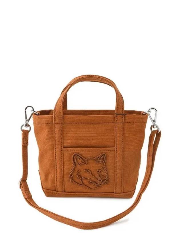 Fox Head Embroidery Mini Tote Bag Fawn Brown - MAISON KITSUNE - BALAAN 3