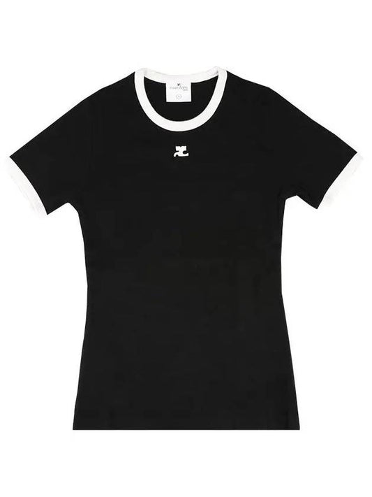 Contrast Signature Short Sleeve T-Shirt Black - COURREGES - BALAAN 2