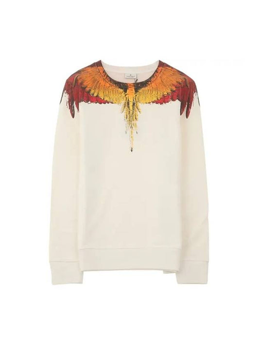 Glitch Wing Print Crew Neck Sweatshirt White - MARCELO BURLON - BALAAN 1