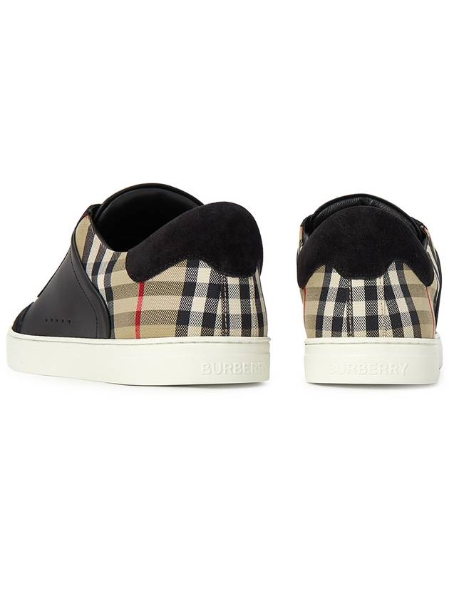 Checked Leather Suede Low Top Sneakers Black - BURBERRY - BALAAN 7