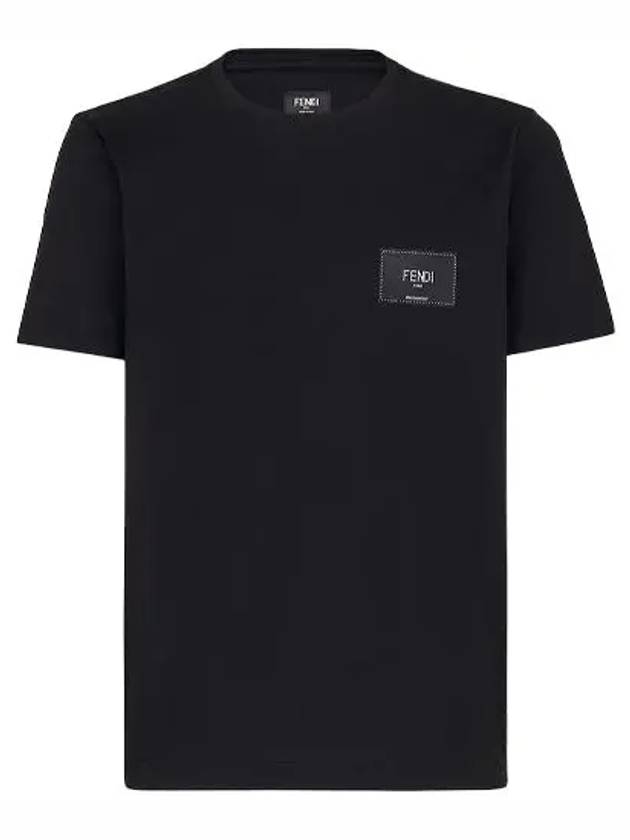 Embroidered Logo Jersey Cotton Short Sleeve T-Shirt Black - FENDI - BALAAN 2