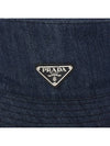 Triangle Logo Denim Cotton Bucket Hat Navy - PRADA - BALAAN 7