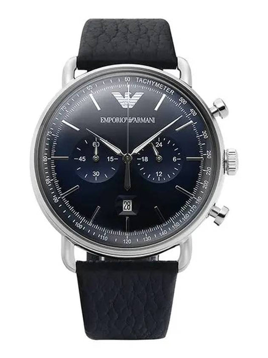 Aviator Chronograph Quartz Leather Watch Blue - EMPORIO ARMANI - BALAAN 2