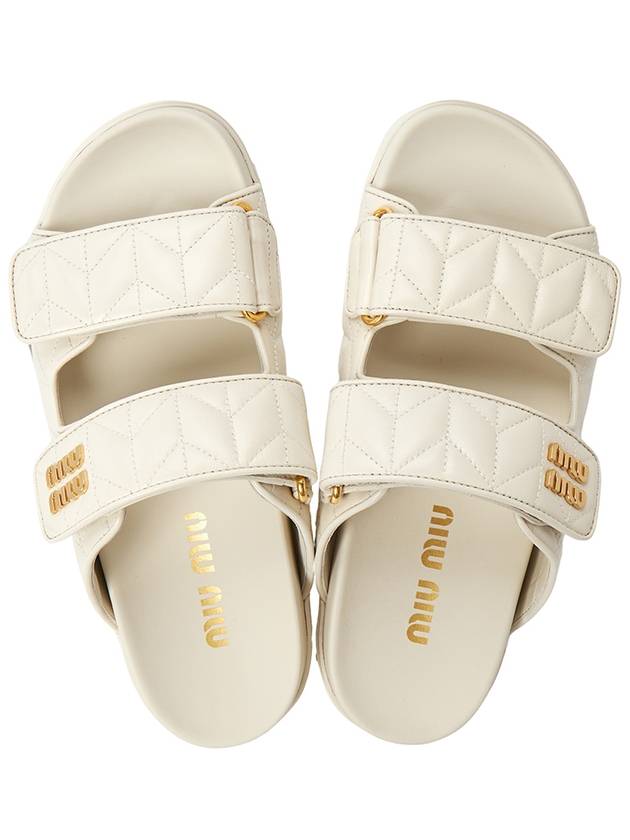 Matelasse Nappa Leather Slides White - MIU MIU - BALAAN 3