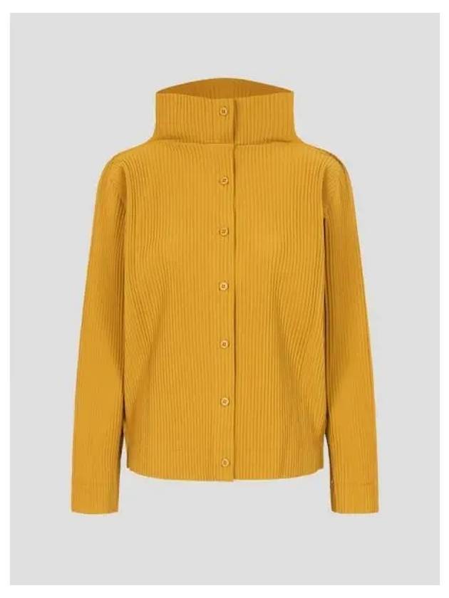 Fine knit pleated color 2 spring fall cardigan yellow Ocher domestic product GM0024090241640 - ISSEY MIYAKE - BALAAN 1