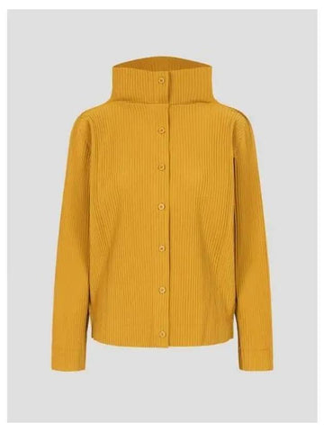 Fine knit pleated color 2 spring fall cardigan yellow Ocher domestic product GM0024090241640 - ISSEY MIYAKE - BALAAN 1