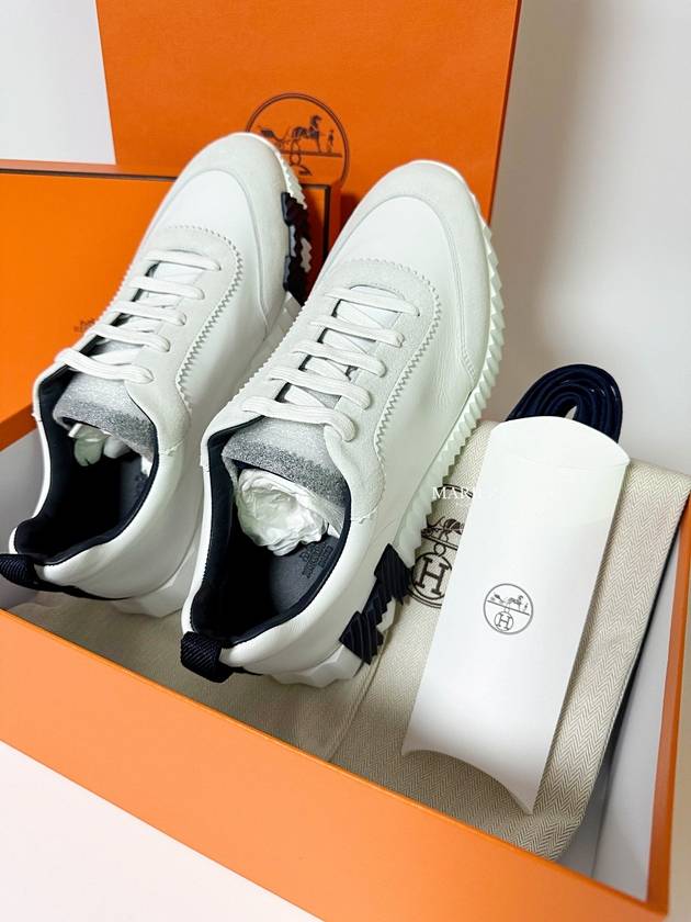 Bouncing Sneakers Calfskin Suede Goatskin Blanc - HERMES - BALAAN 9