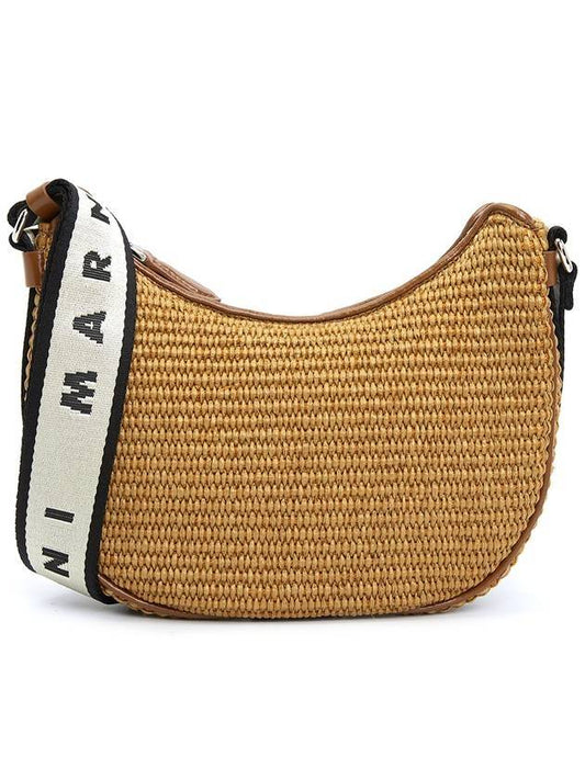 Bay Small Raffia Shoulder Bag Rosiena Natural - MARNI - BALAAN 1