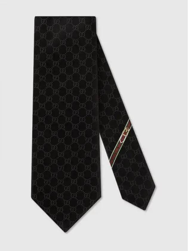 GG Pattern Silk Tie Black - GUCCI - BALAAN 2