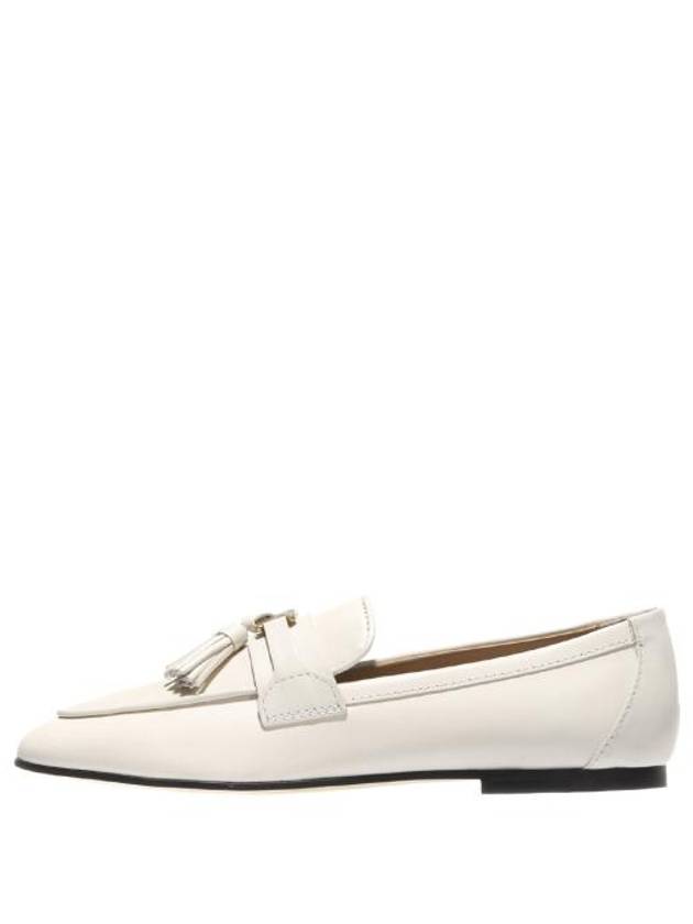 Tassel Embellished Leather Loafers White - TOD'S - BALAAN 4