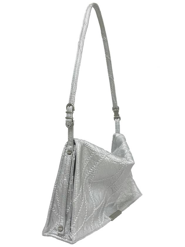 Buckle strap shoulder bag silver embroidery Buckle strap shoulder bag Silver - NOSCENT - BALAAN 3