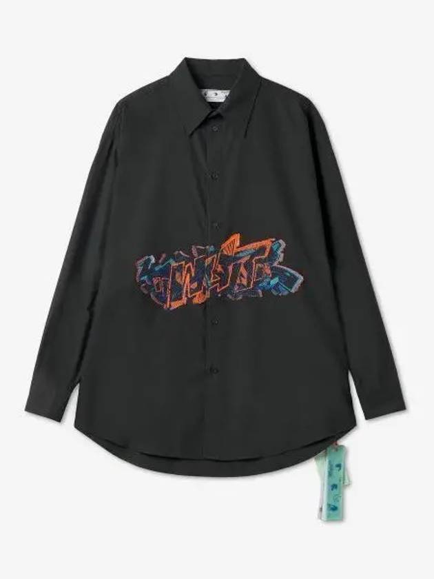 Embroidery Graffiti Logo Shirt Long Sleeve Shirt Black - OFF WHITE - BALAAN 2