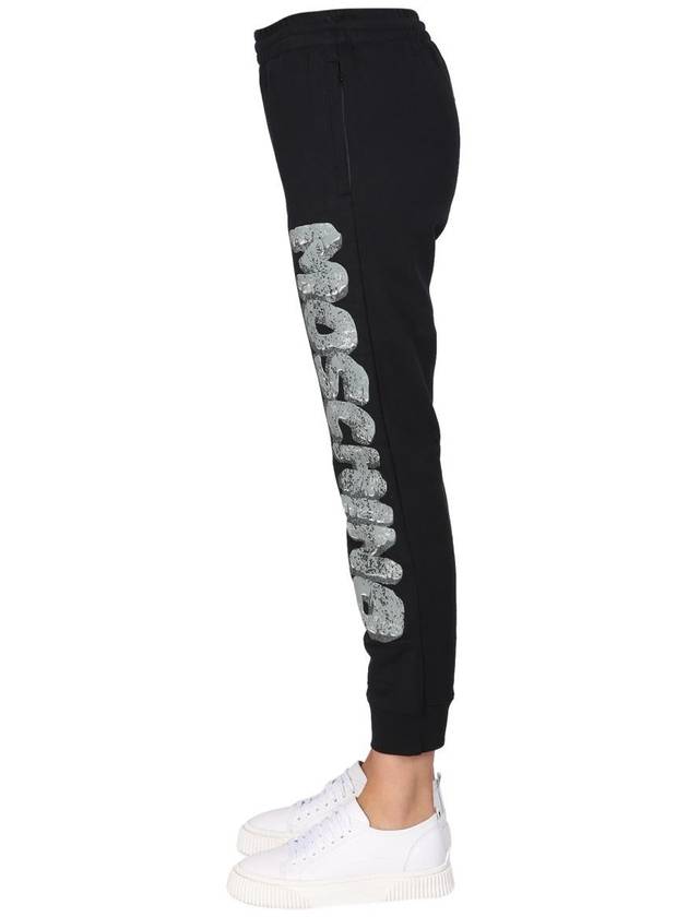 Women's Logo Graphic Print Track Pants Black - MOSCHINO - BALAAN 4