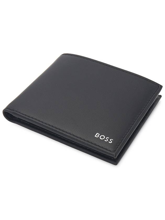 Logo Leather Bifold Half Wallet Black - HUGO BOSS - BALAAN 4