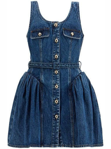 flared denim mini dress with a - SELF PORTRAIT - BALAAN 1