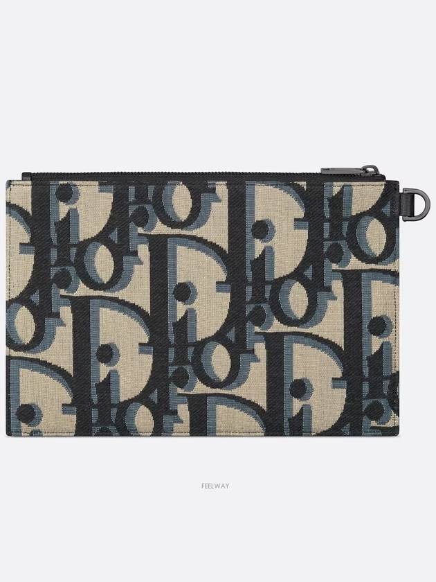 Maxi Oblique Jacquard A5 Pouch Bag Black Beige - DIOR - BALAAN 5