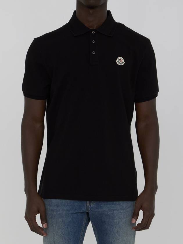 Logo Patch Short Sleeve Polo Shirt Black - MONCLER - BALAAN 2