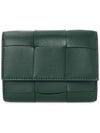 Cassette Tri-Fold Zipper Half Wallet Emerald Green - BOTTEGA VENETA - BALAAN 2