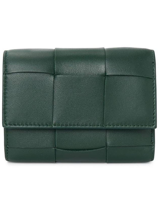 Cassette Tri-Fold Zipper Half Wallet Emerald Green - BOTTEGA VENETA - BALAAN 2