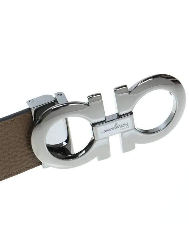 Gancini Reversible Adjustable Leather Belt Cane Sugar Brown Black - SALVATORE FERRAGAMO - BALAAN 5